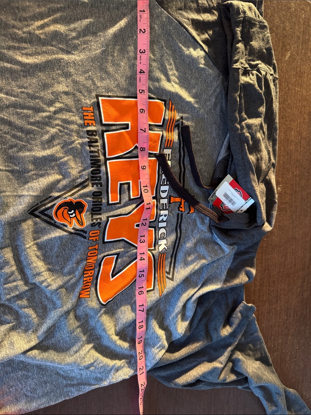 MLB Frederick Keys Hooded Long-Sleeve Shirt - Gray & Black with Orange Logo - Picture 8 of 8